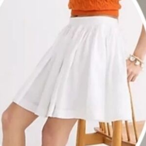 J. Crew 100% Linen Full Pleated White Mini Skirt size 6